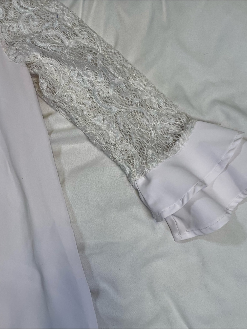 Mazik White Lace Blouse Romantic Cottagecore Coquette Boho Bell Sleeve Top Sz M - Picture 6 of 10